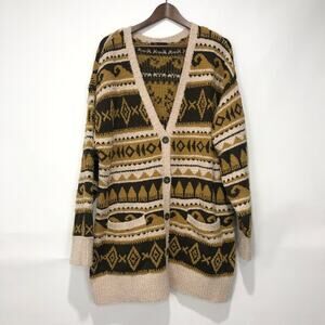 Frye Cardigan Womens Button Front Long Sleeve Nordic Sweater Size L NWT